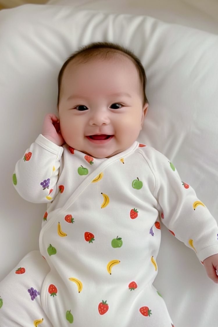 em bé dễ thương đang cười duyên